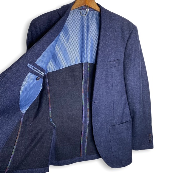 JKT New York Trent Sport Coat 36 Regular Blue Wool Blend Tonal Plaid - Picture 5 of 11